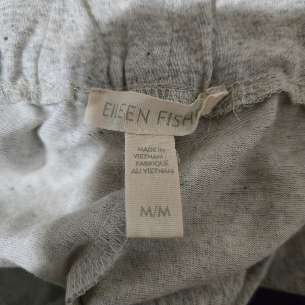 Eileen Fisher Pant Organic Cotton Heather Gray Pull On Med Straight Leg Bottom - Picture 6 of 6
